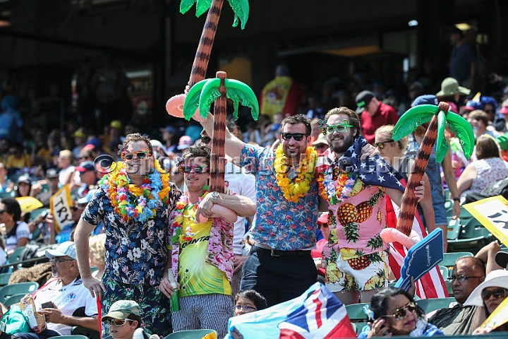 2018RugbySevensSat-06.JPG - United States fans at the women's championship semi-finals of the 2018 Rugby World Cup Sevens, Saturday, July 21, 2018, at AT&T Park, San Francisco. (Spencer Allen/IOS via AP)